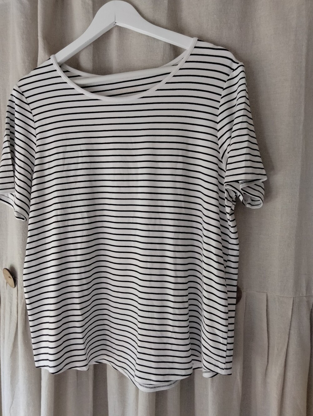 Women’s Black & White Striped Short Sleeve Tee